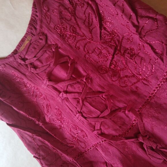 Scully Western Dress Womens XXL Sleeveless Midi Burgundy F0_HC118 Renn Fair - Picture 7 of 13